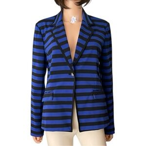 Vintage Company Ellen Tracy Striking Blue n Black Striped Blazer
